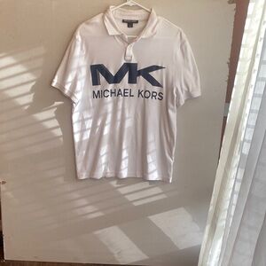 Michael Kors White Polo with Navy Logo